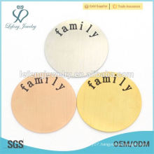 316l Stainless Steel Round Floating charm Locket Plates, plate engraved with family